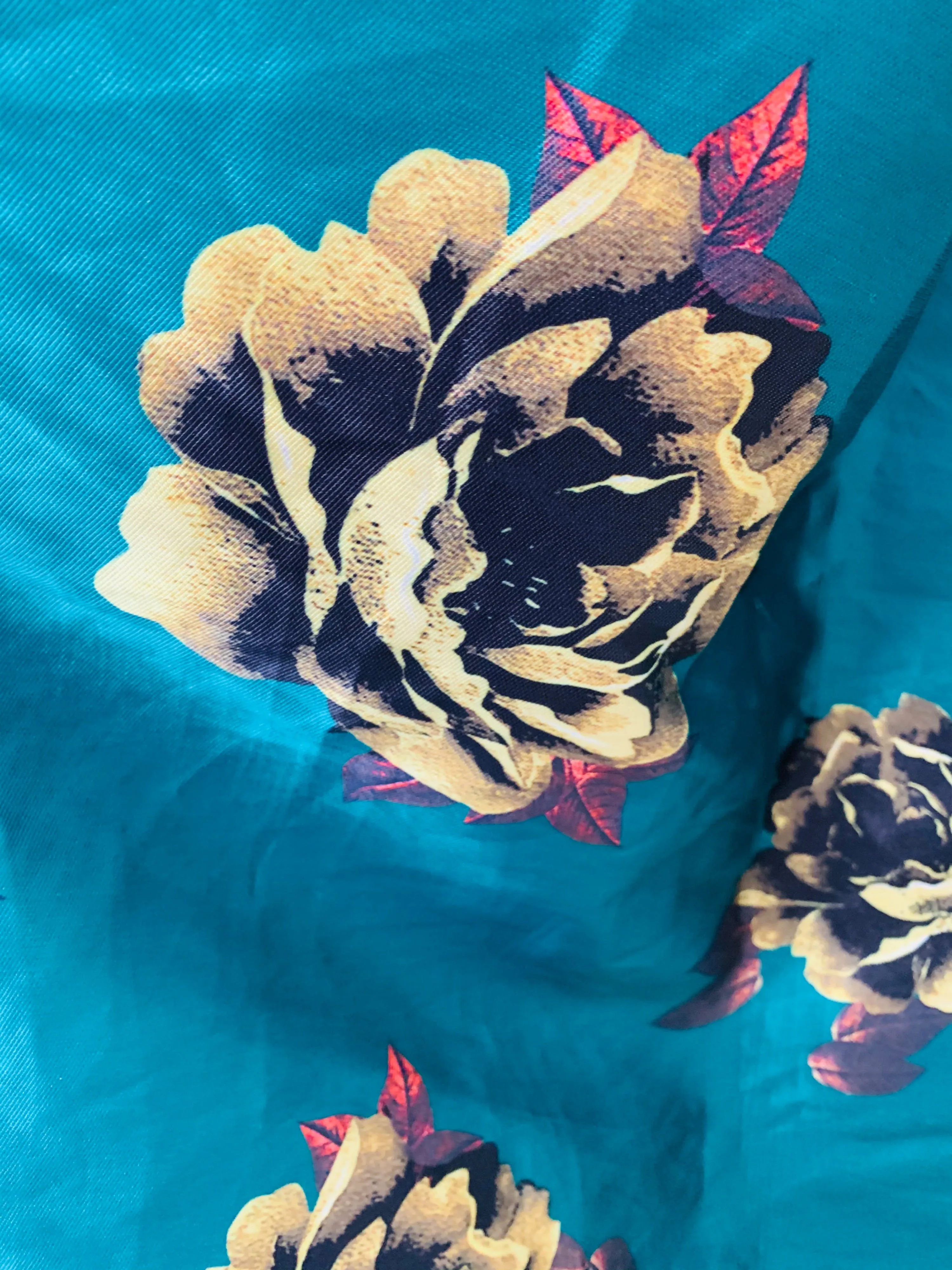 00's Revival Rayon Full Skirted Floral Dress