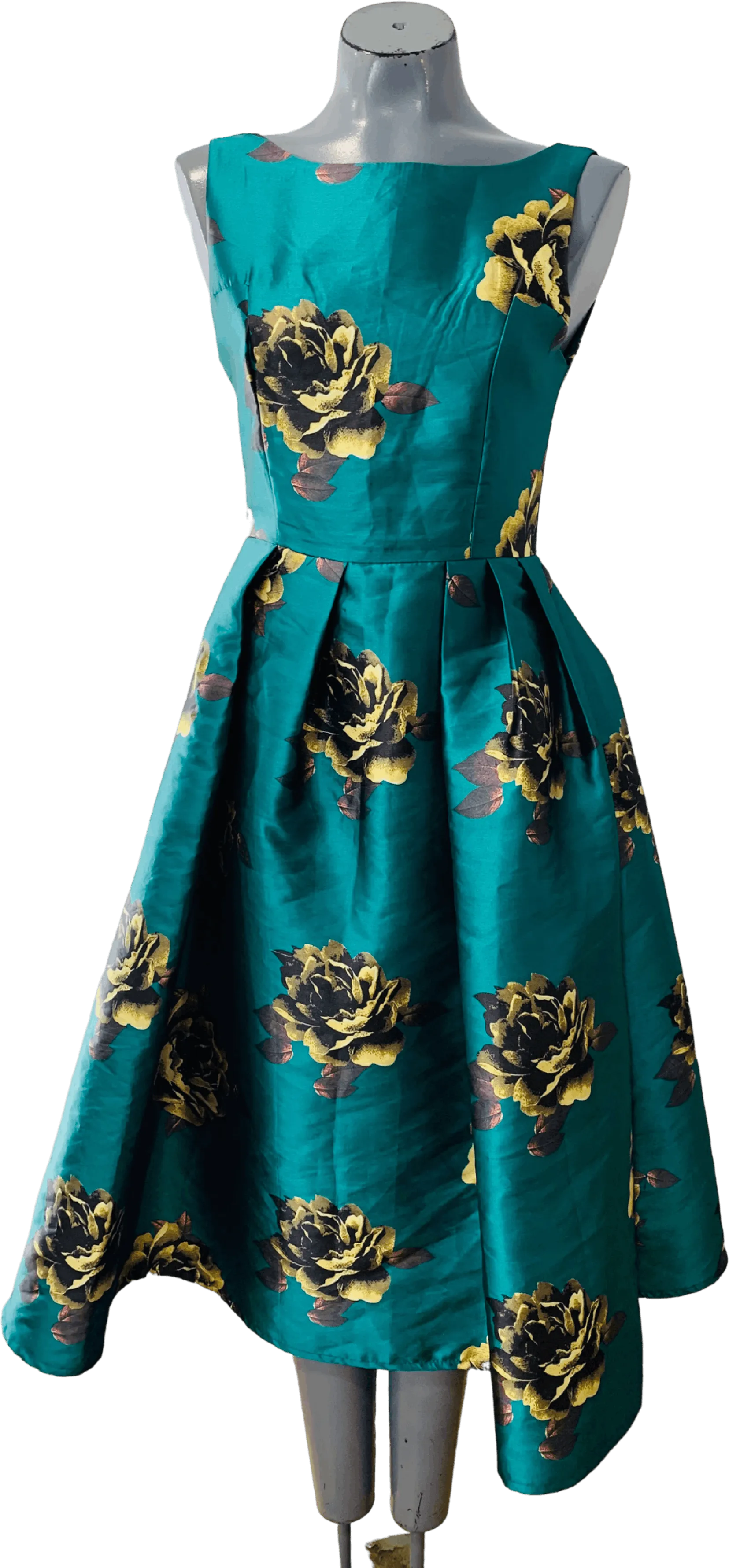 00's Revival Rayon Full Skirted Floral Dress