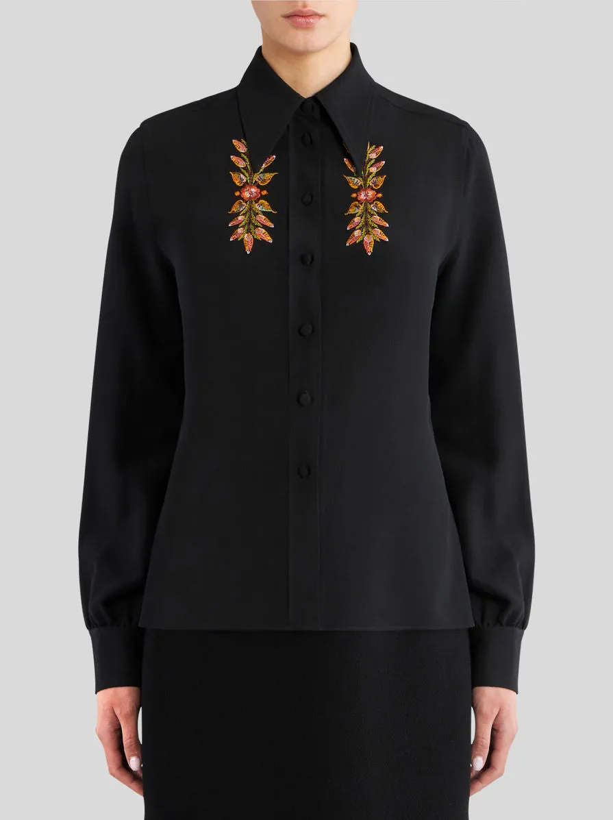 1172072181 Embroidered foliage silk blouse