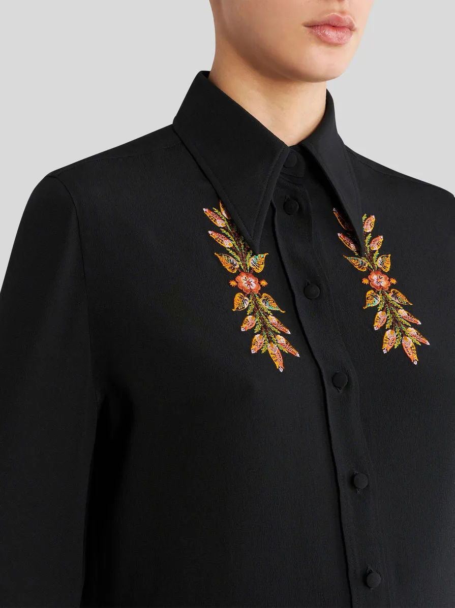 1172072181 Embroidered foliage silk blouse