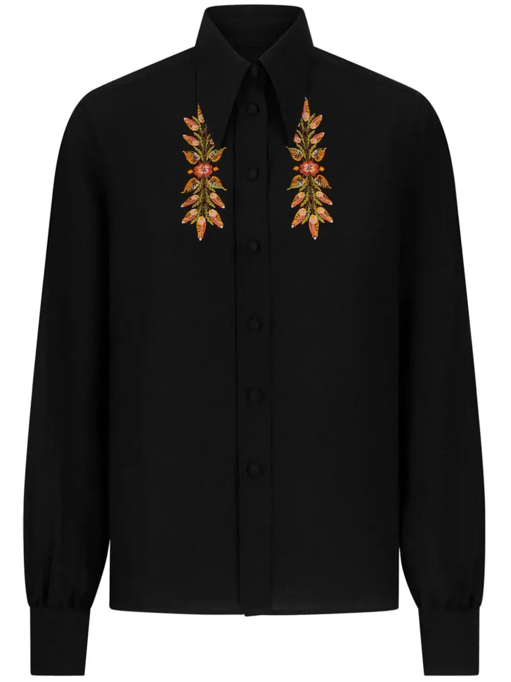 1172072181 Embroidered foliage silk blouse