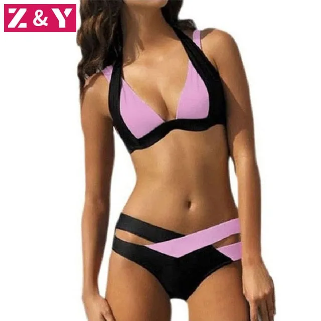 2021 Bikini Color Matching Sexy Women's Swimsuit Sizes S - XL