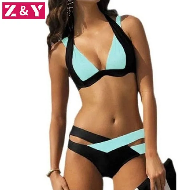 2021 Bikini Color Matching Sexy Women's Swimsuit Sizes S - XL