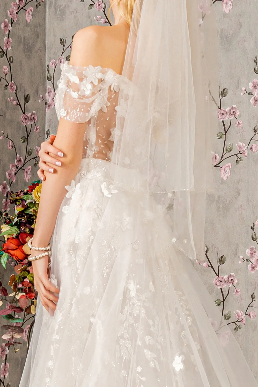 3D Floral Off Shoulder Wedding Gown by GLS Gloria GL3423