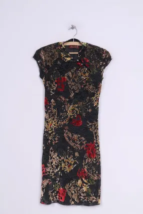 Adda Personalized Wear Womens 38 S Dress Black Mini Chinese Style Flower Print