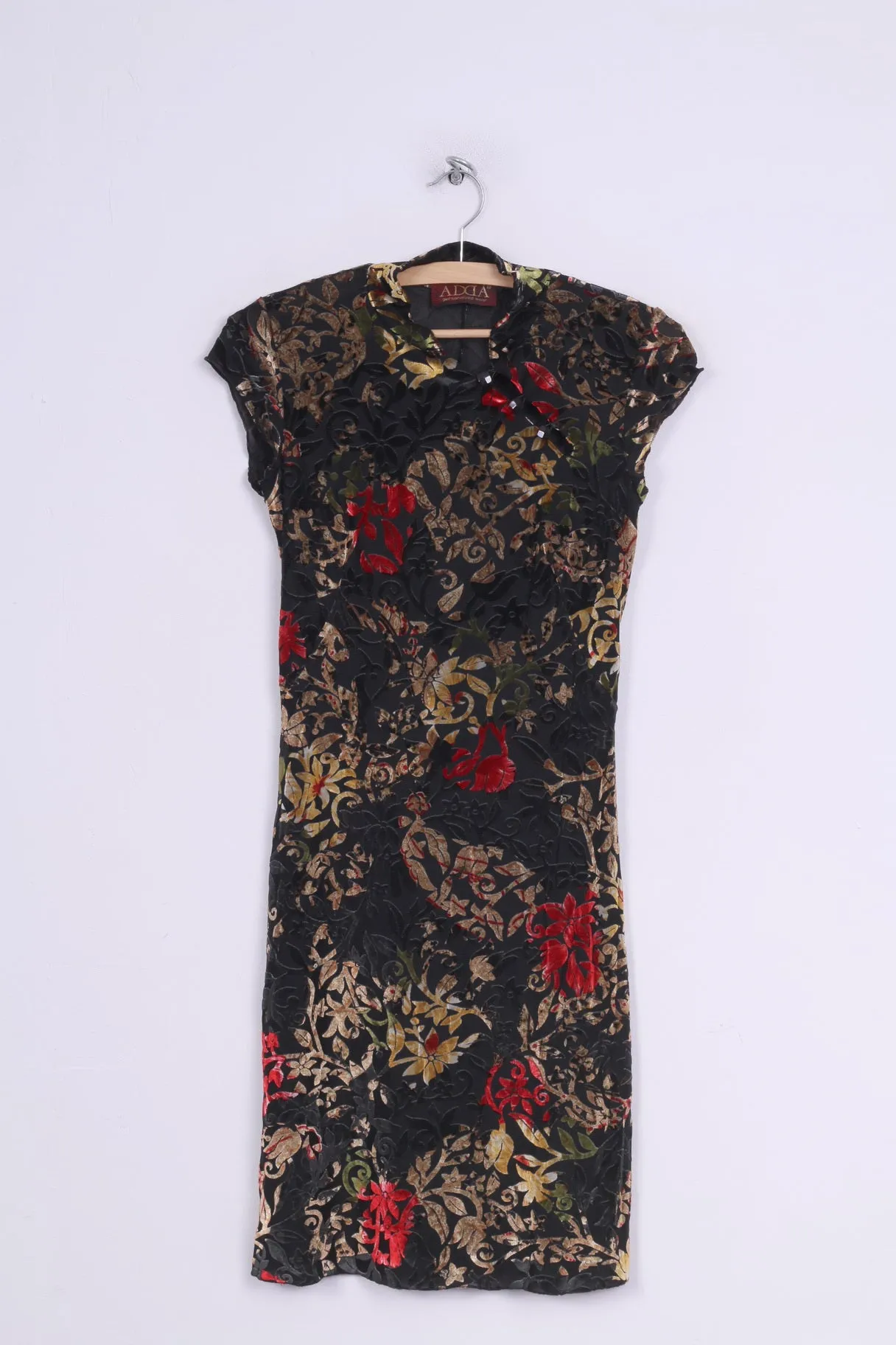 Adda Personalized Wear Womens 38 S Dress Black Mini Chinese Style Flower Print