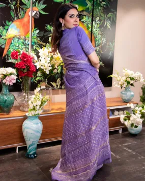 Adiva Handblock Chanderi Silk Saree