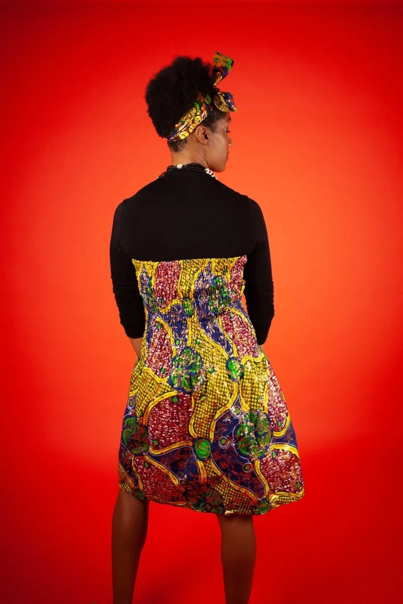 African Dress in Beautiful Gold Print