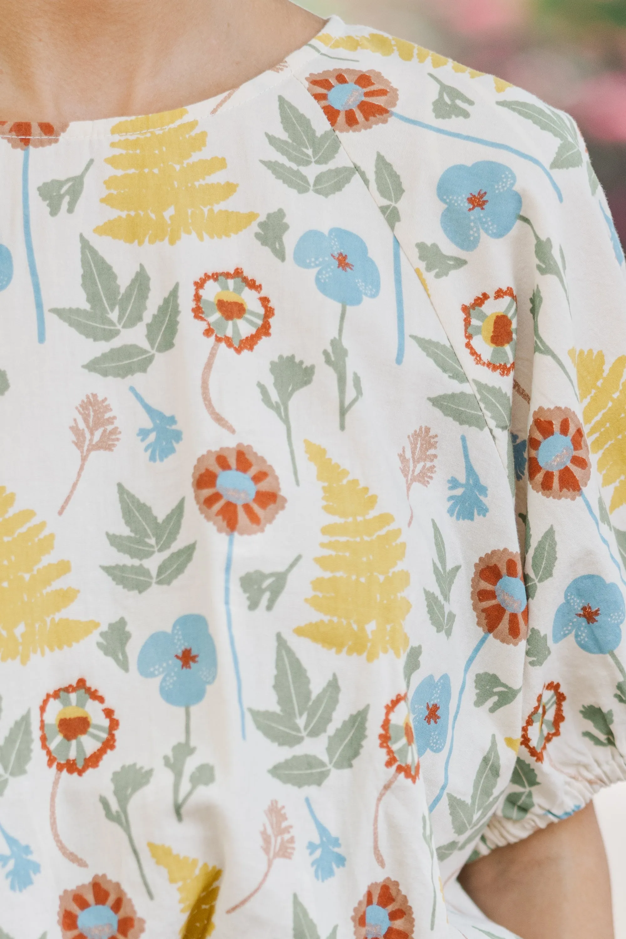 All I Need Natural Floral Crop Blouse