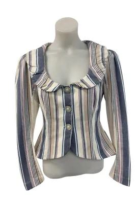 Annah. S NZ made striped lowcut blazer, S