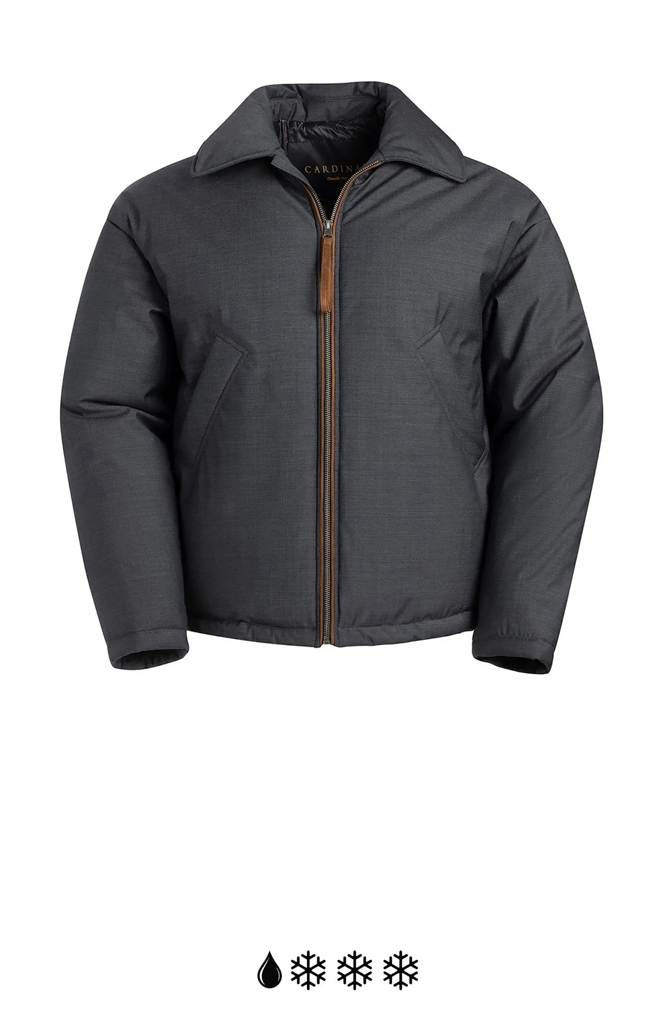 Premium Barton Charcoal Wool Bomber Jacket with PrimaLoft Insulation - Short Style