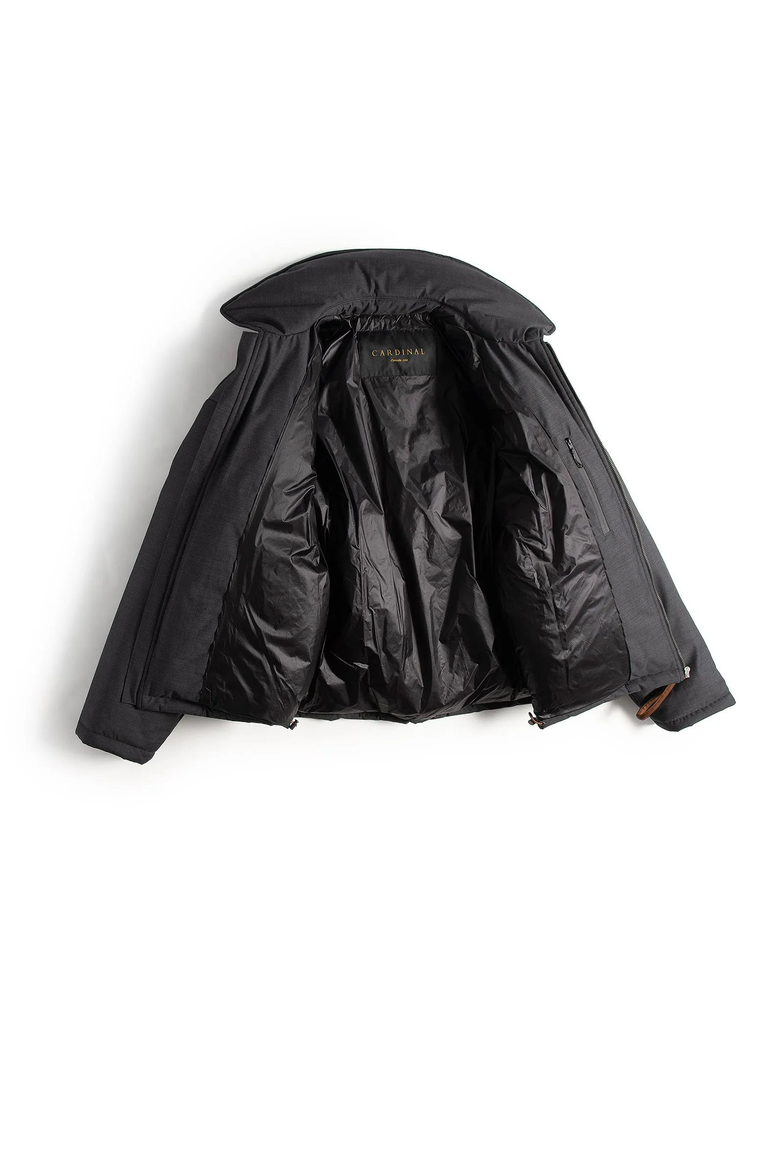 Premium Barton Charcoal Wool Bomber Jacket with PrimaLoft Insulation - Short Style