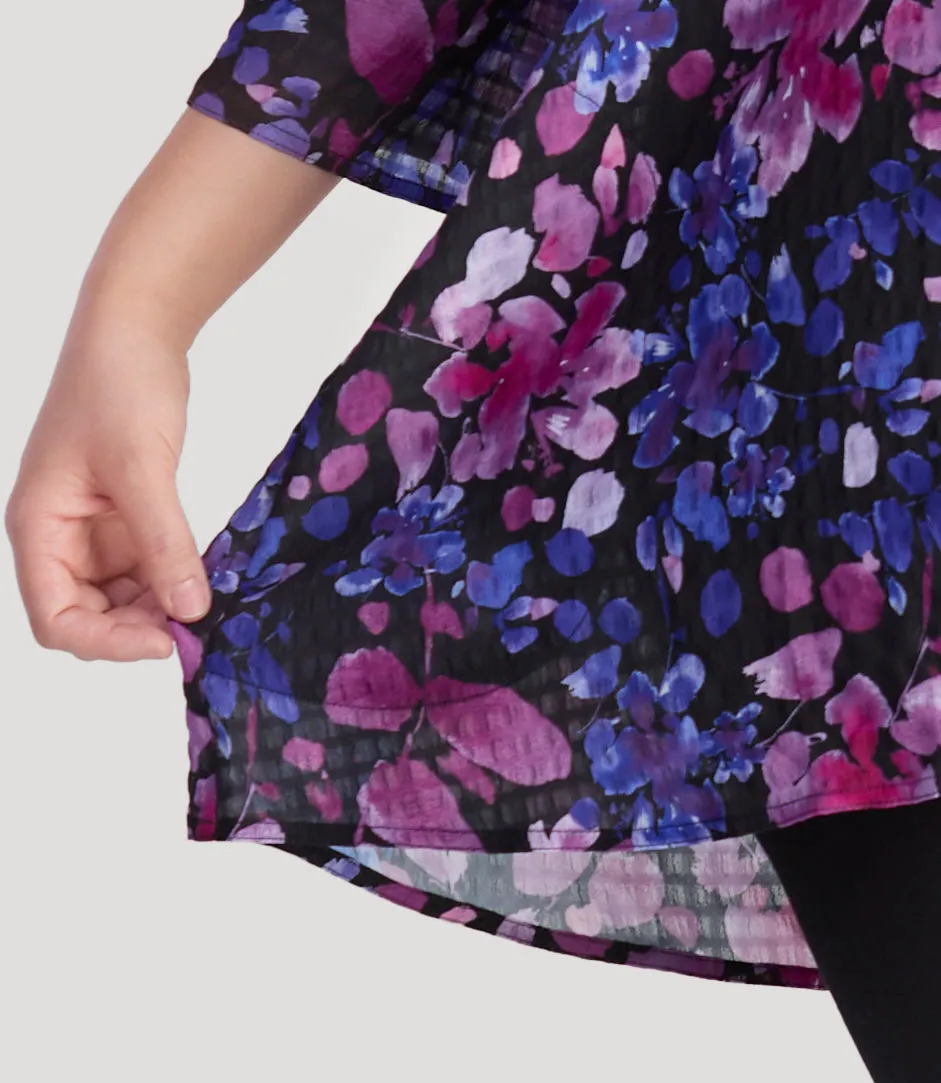 BellaStyle Tie Front Tiered Cover-Up Floral Elegance Print