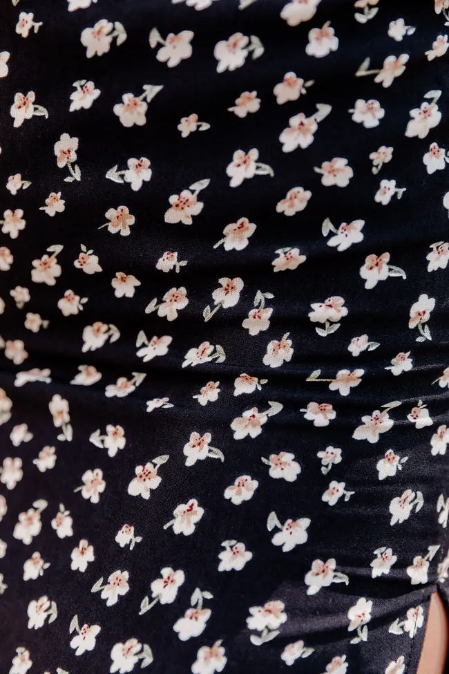 Best Interest At Heart Black Floral Side Slit Skirt FINAL SALE