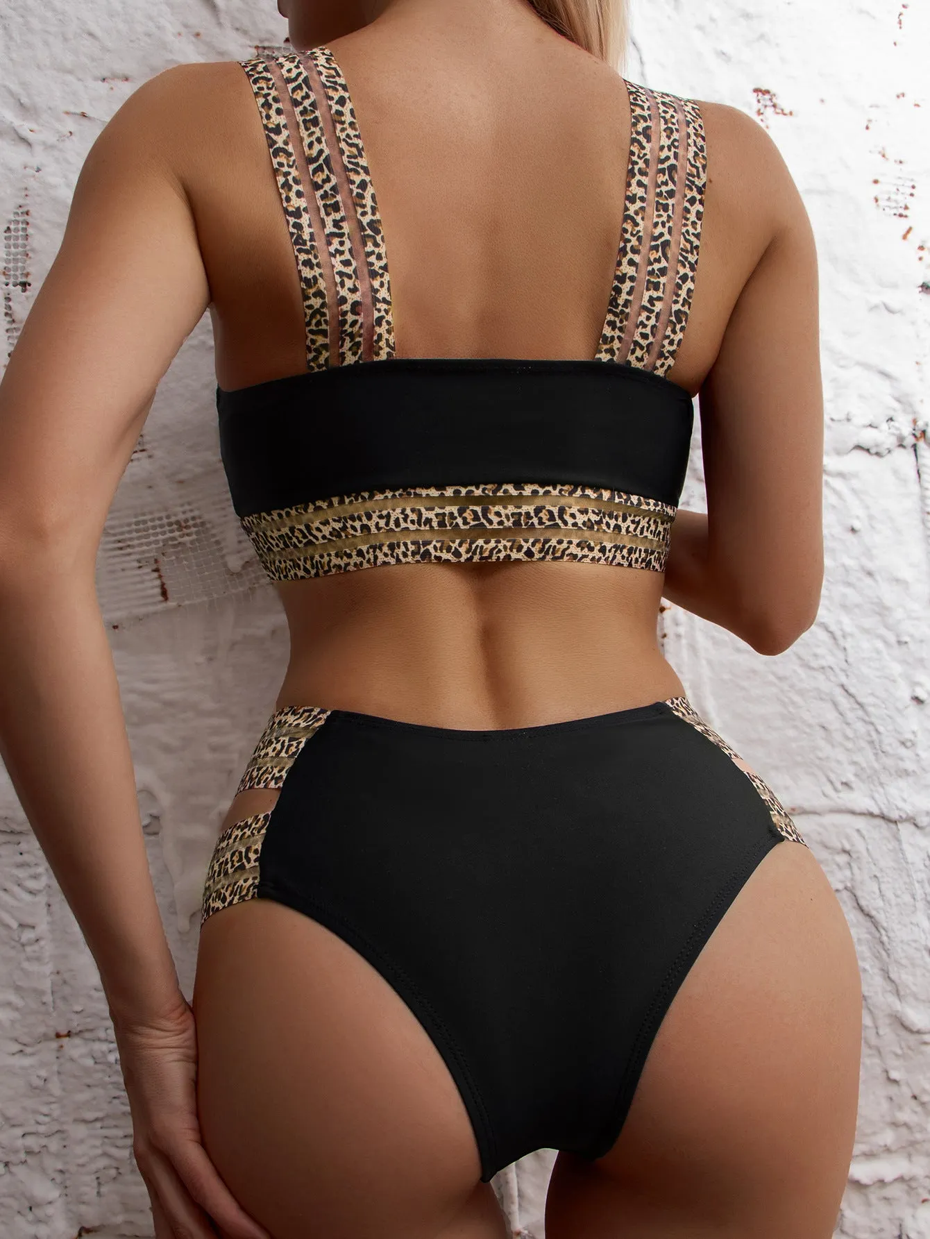 Bikini Leopard Ribbon Swimwear