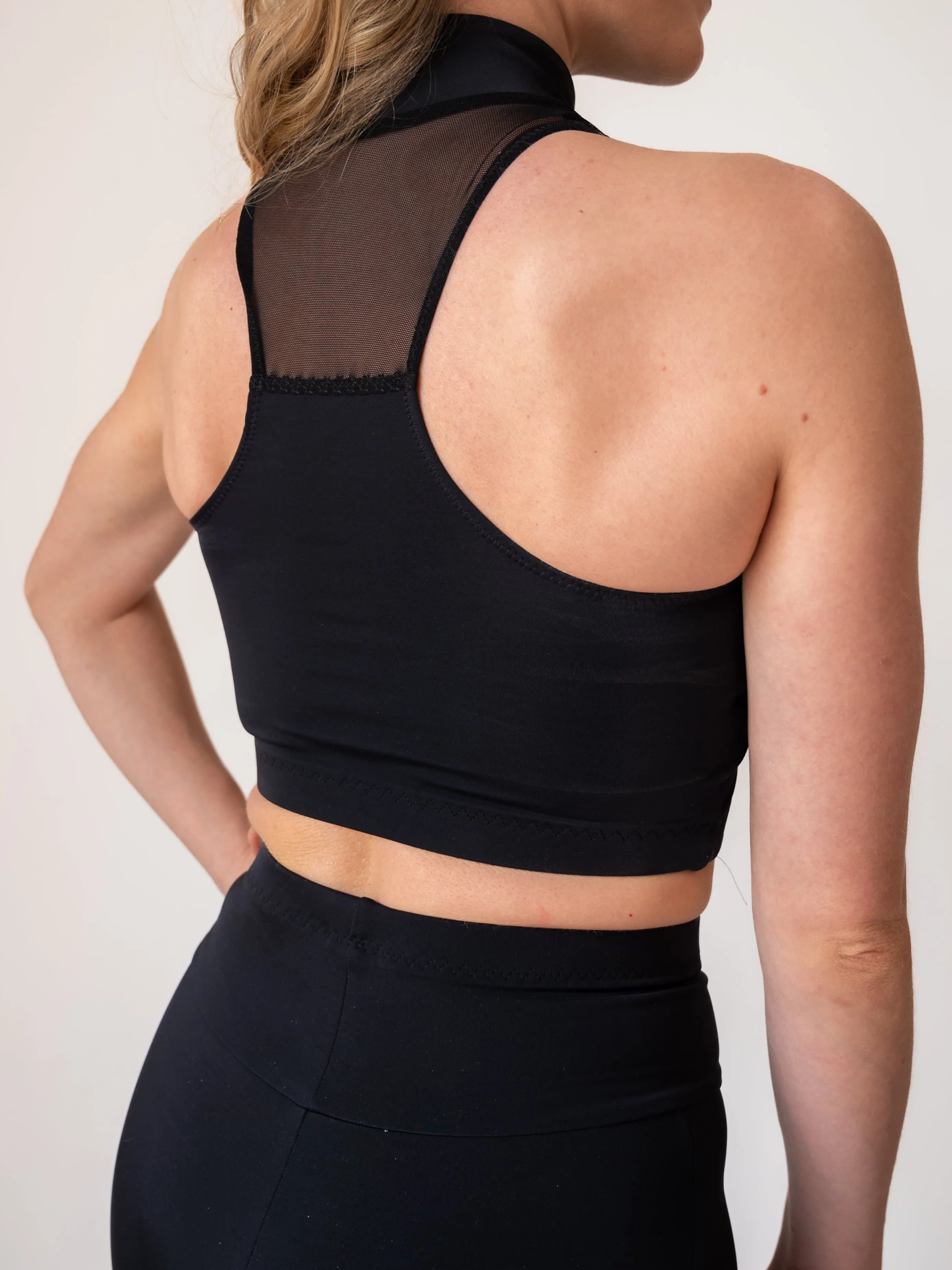 Black High Neck Crop Top Leucosia