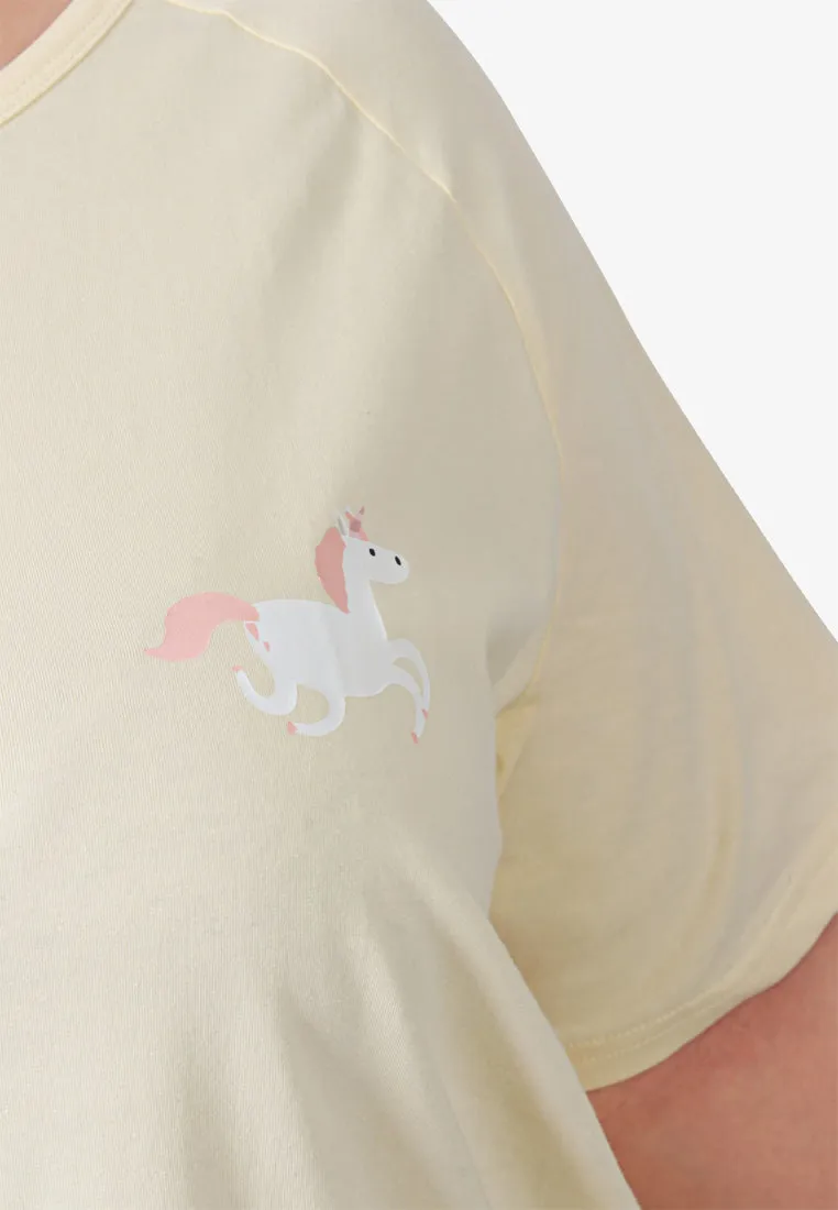 Blossom Unicorn Relax Tee - Yellow Unicorn