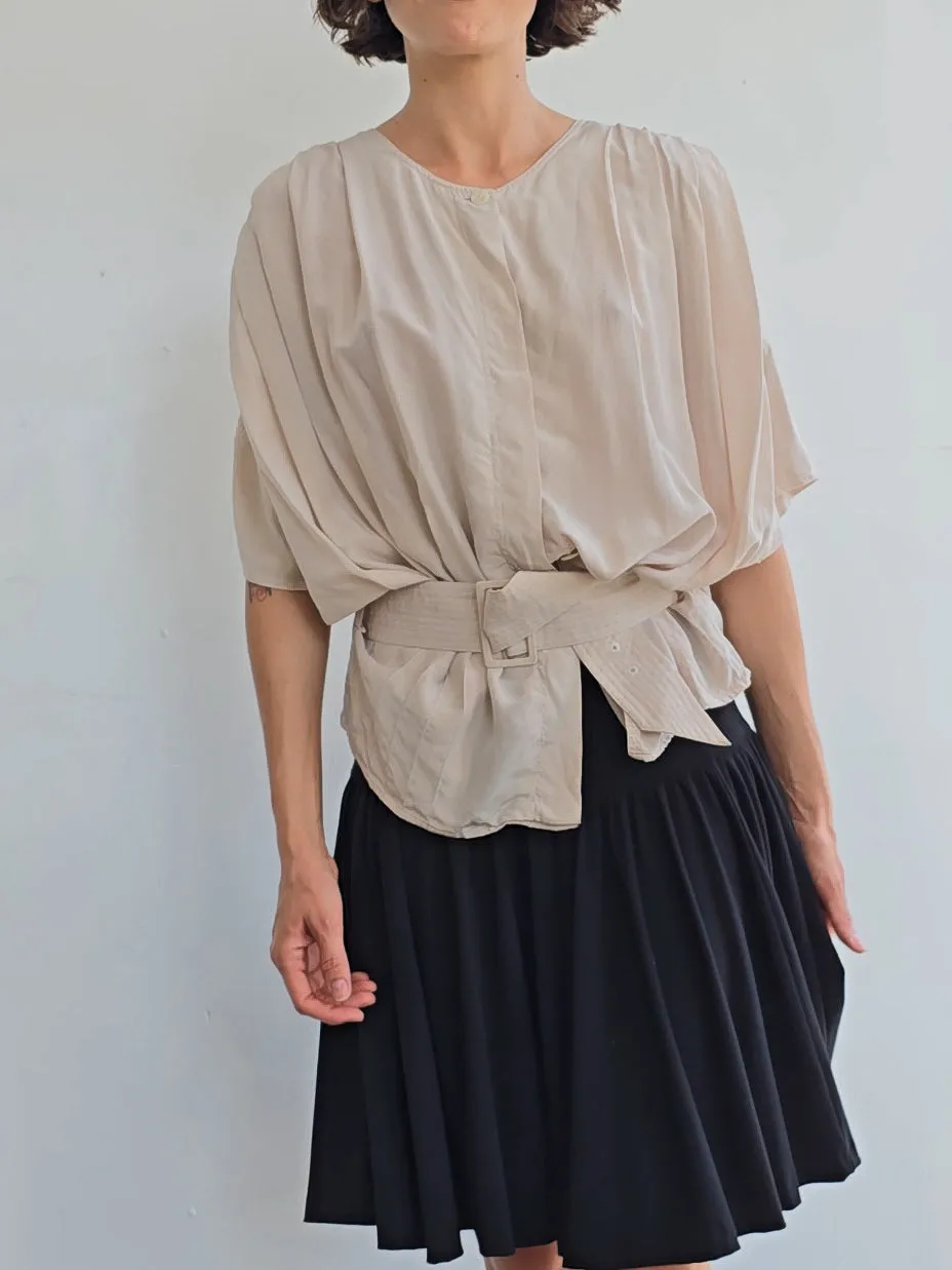 Bone Belted Silk Blouse (M)