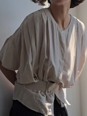 Bone Belted Silk Blouse (M)