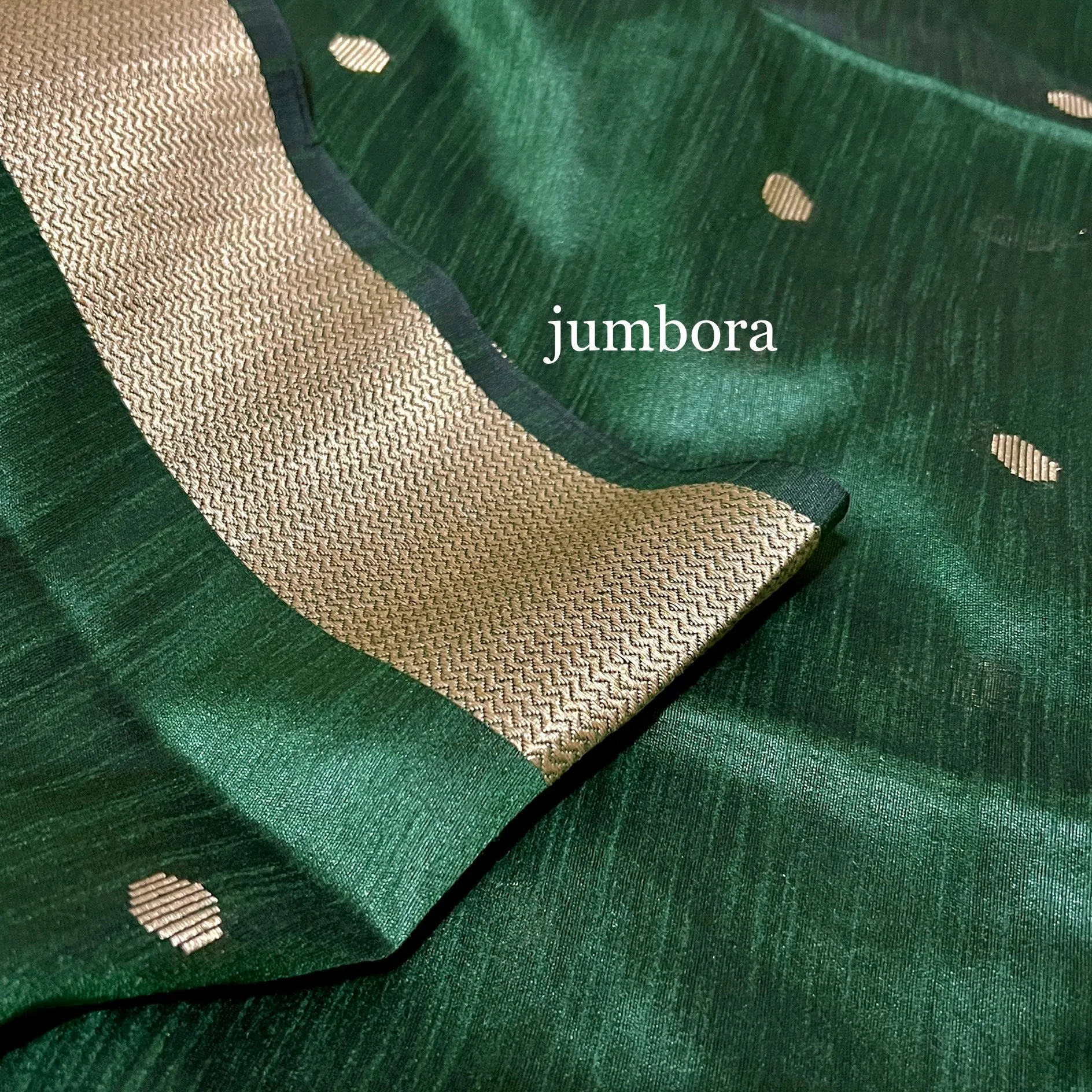Bottle Green & Orange Jute Gicha Silk Saree