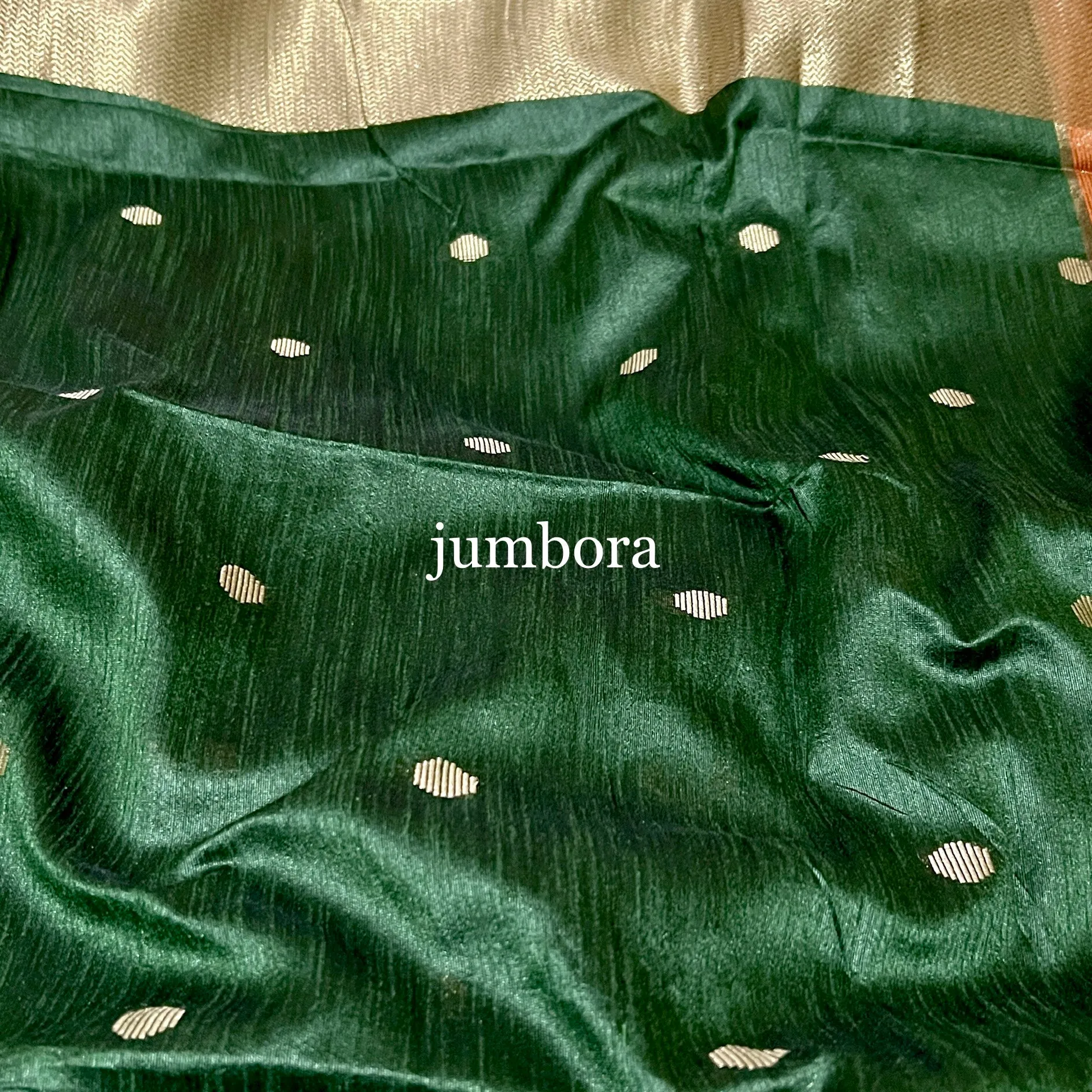 Bottle Green & Orange Jute Gicha Silk Saree