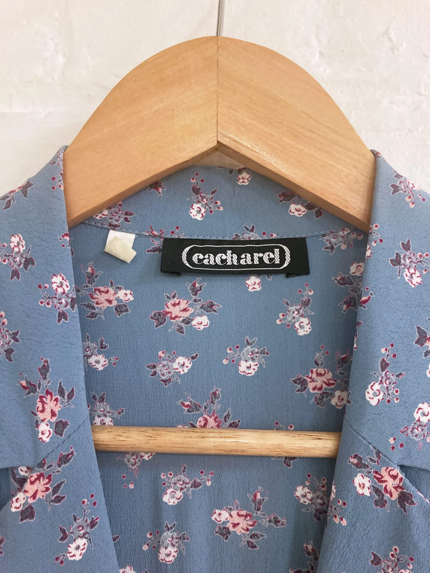 Cacharel 1990s blue viscose crepe floral print button front maxi dress - size 6