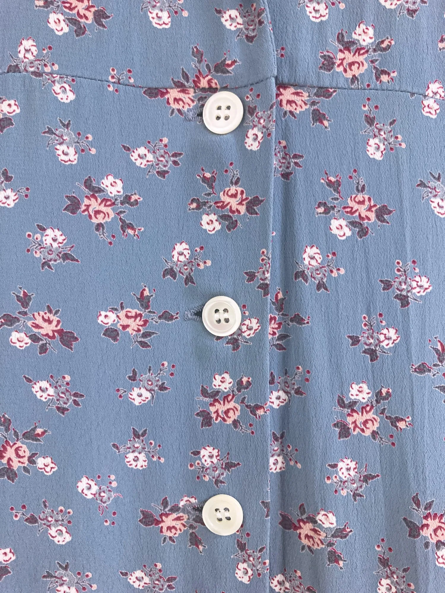 Cacharel 1990s blue viscose crepe floral print button front maxi dress - size 6