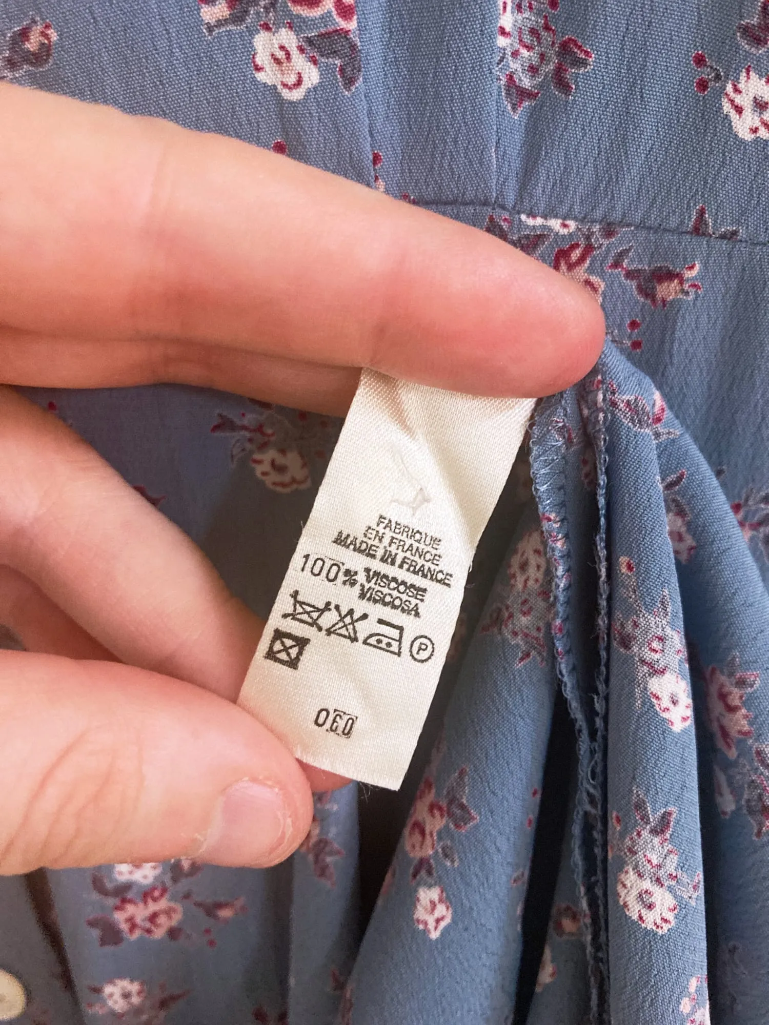 Cacharel 1990s blue viscose crepe floral print button front maxi dress - size 6