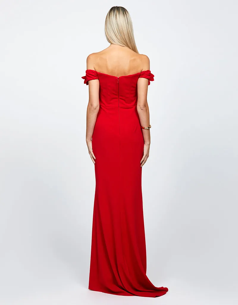 Chic Cambria Floral Off-Shoulder Gown - Elegant B66D13L