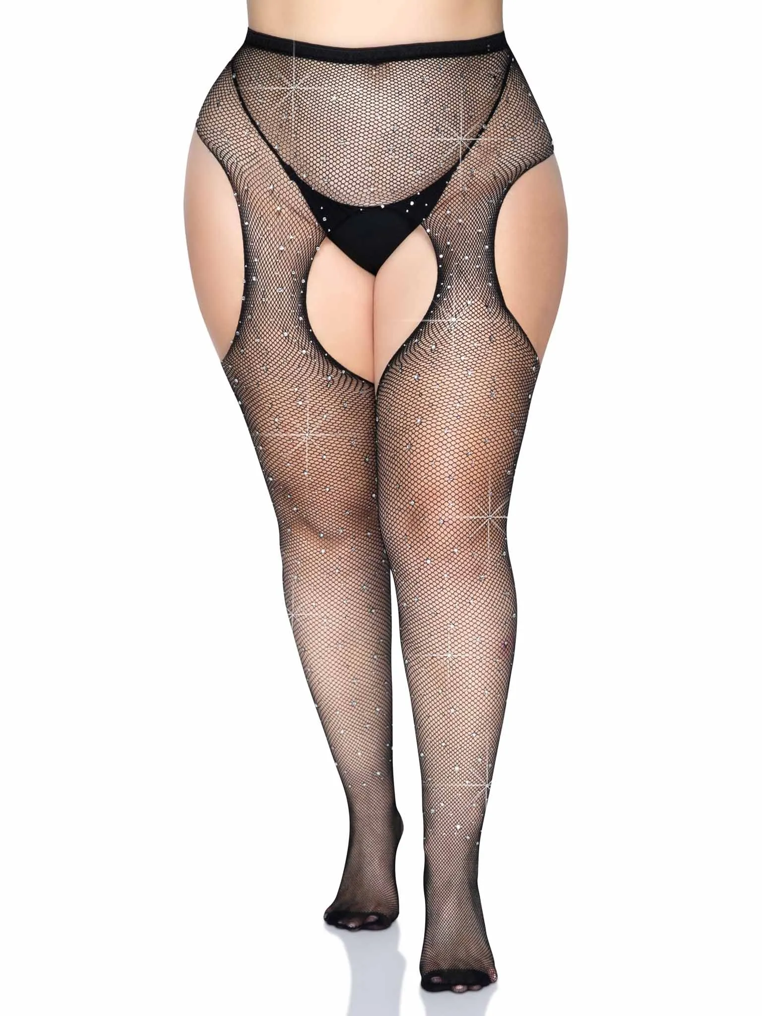 Casey Plus Rhinestone Fishnet Pantyhose
