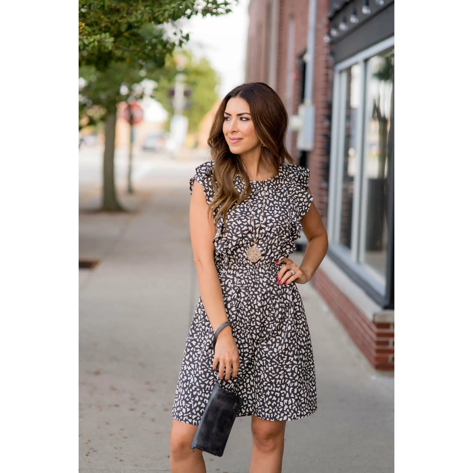 Chic & Classy Cheetah Ruffle Sleeve Dress