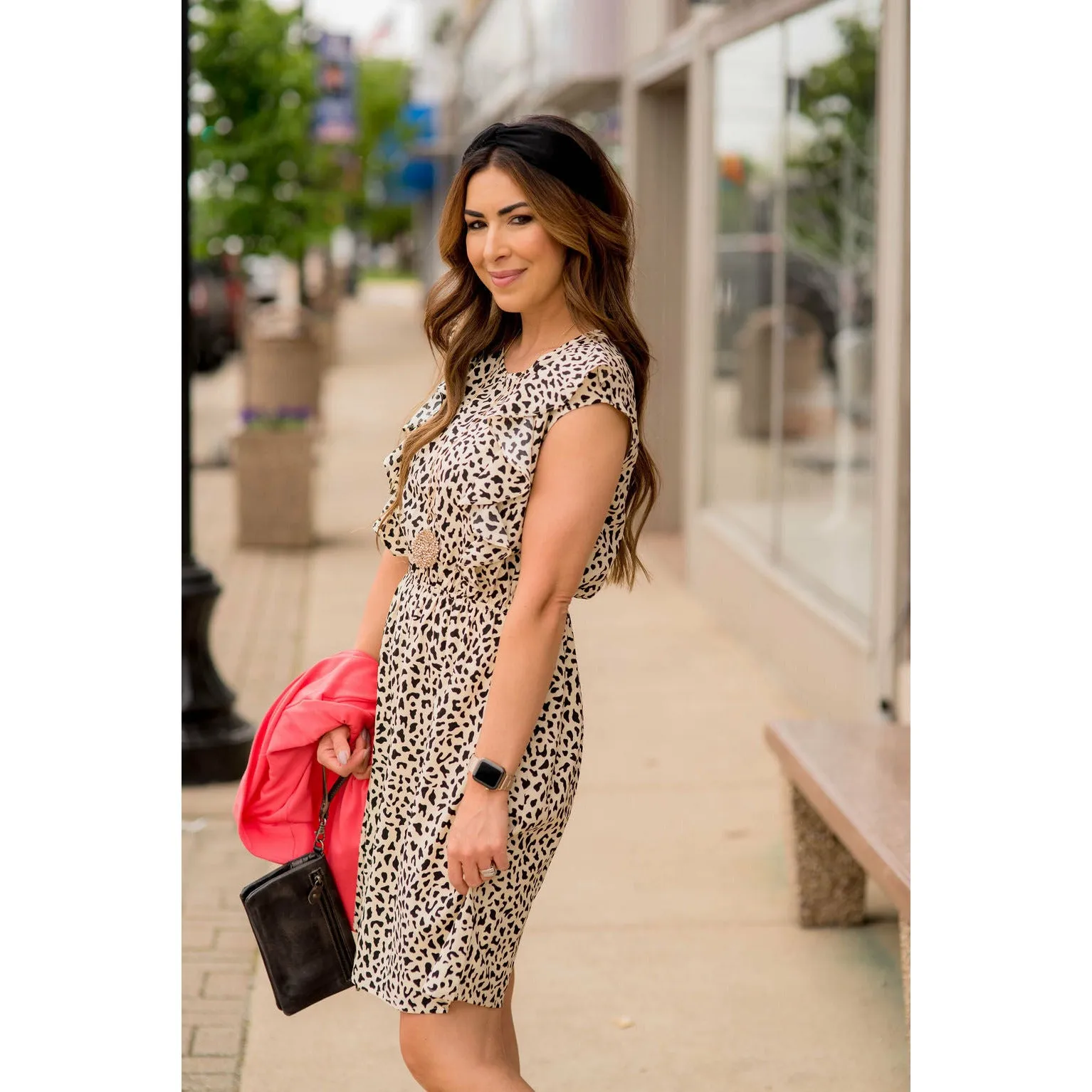 Chic & Classy Cheetah Ruffle Sleeve Dress