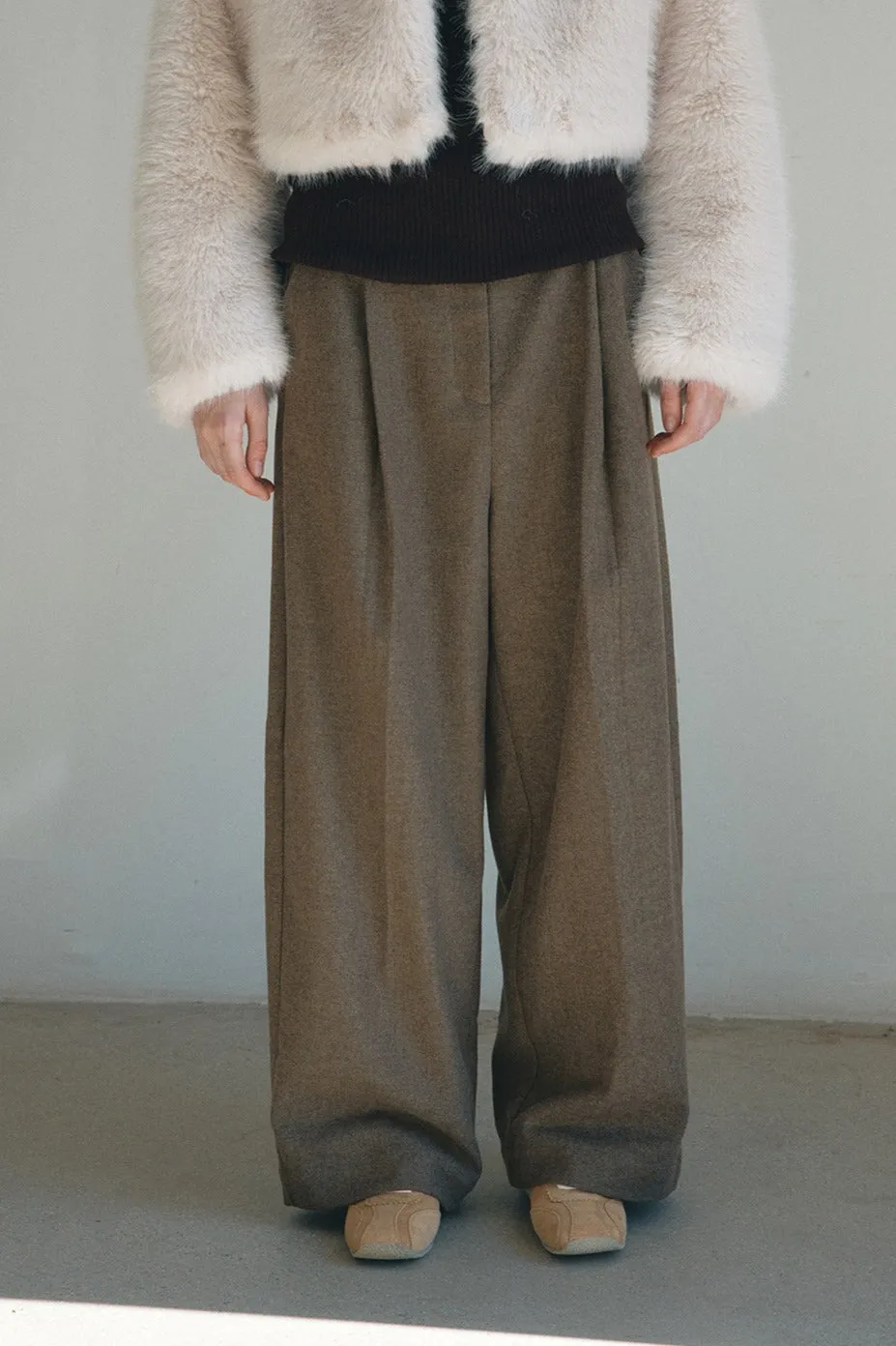 Chic herringbone texture wide-leg pants | 3 color