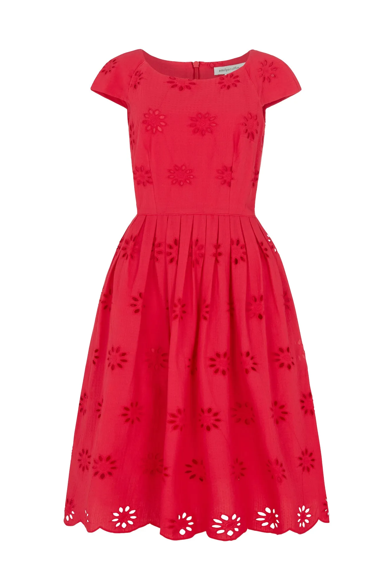 Claudia Floral Broderie Crimson Red Dress