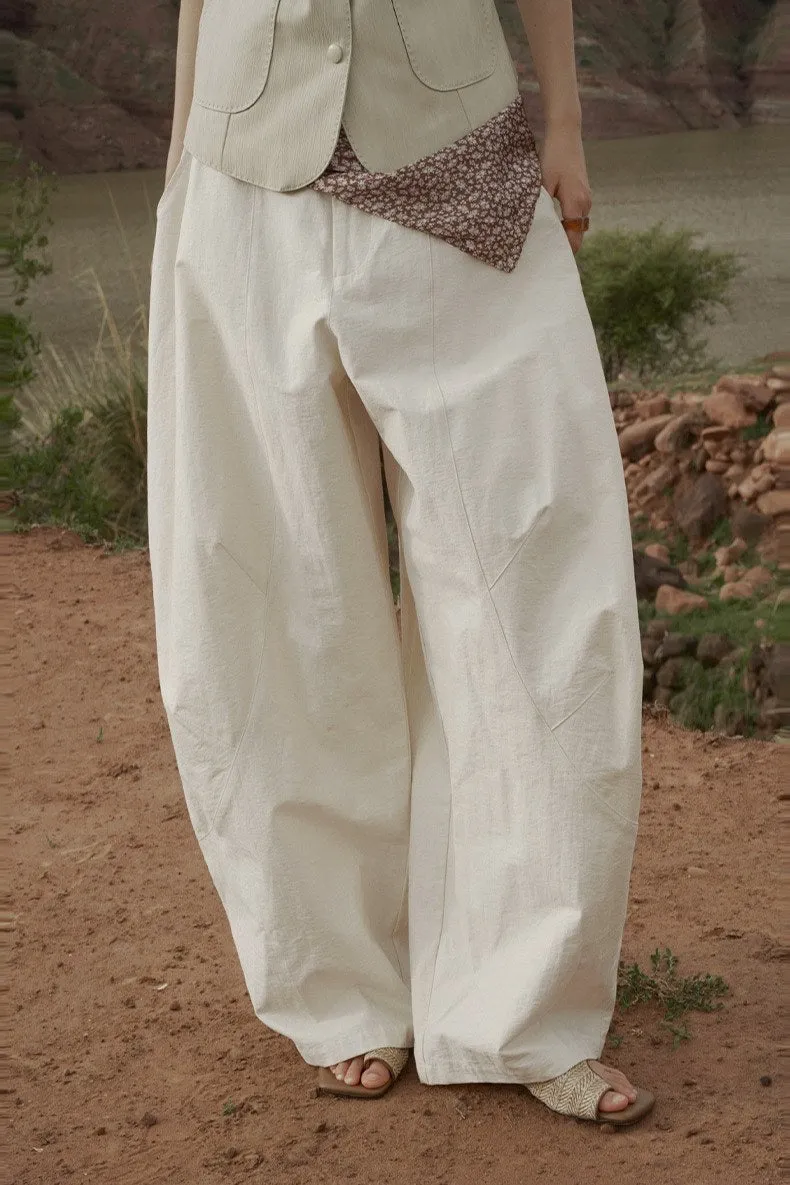 Cotton blend stylish banana shaped spacious pants | 4 color