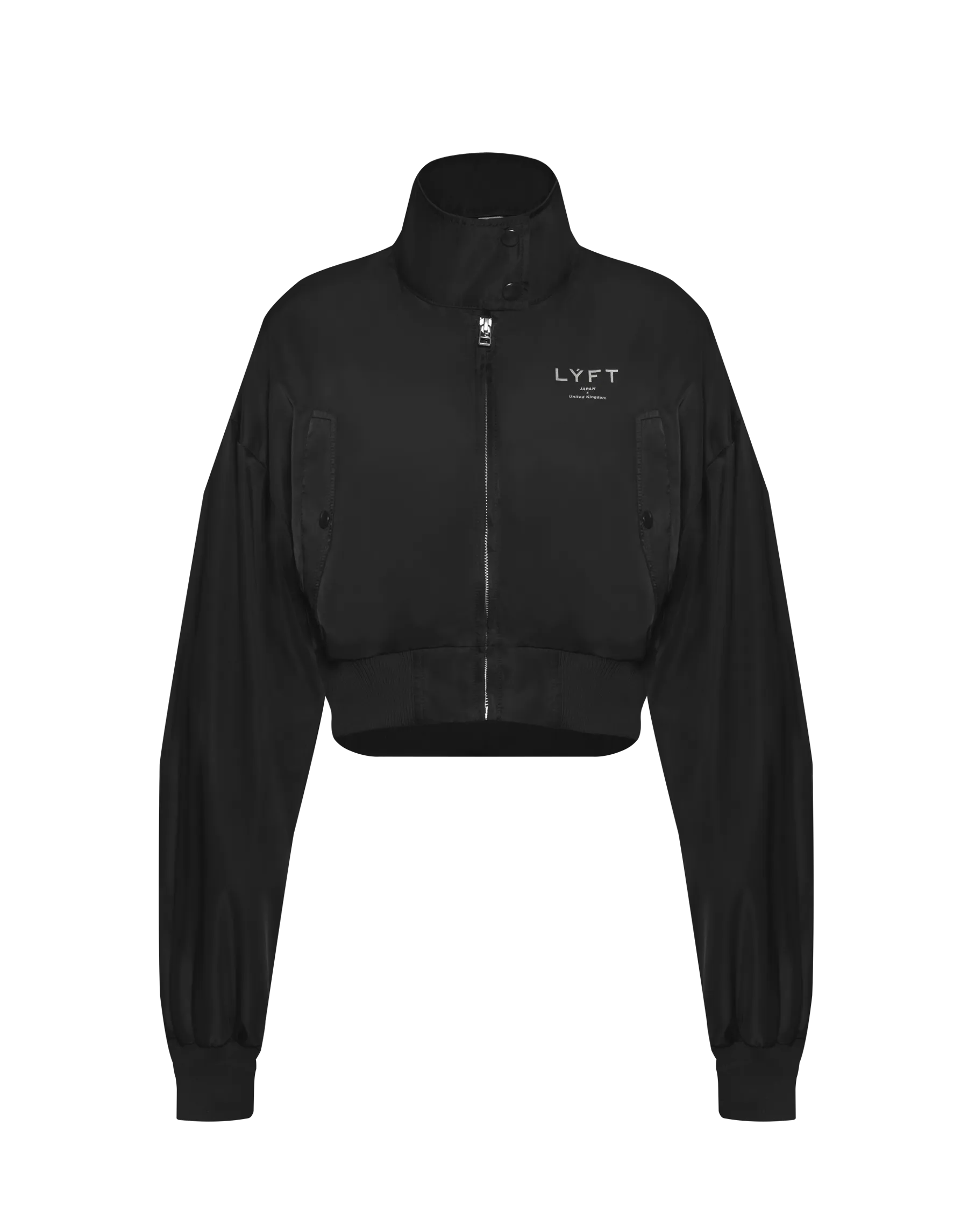 Cropped Light Bomber Jacket - Black