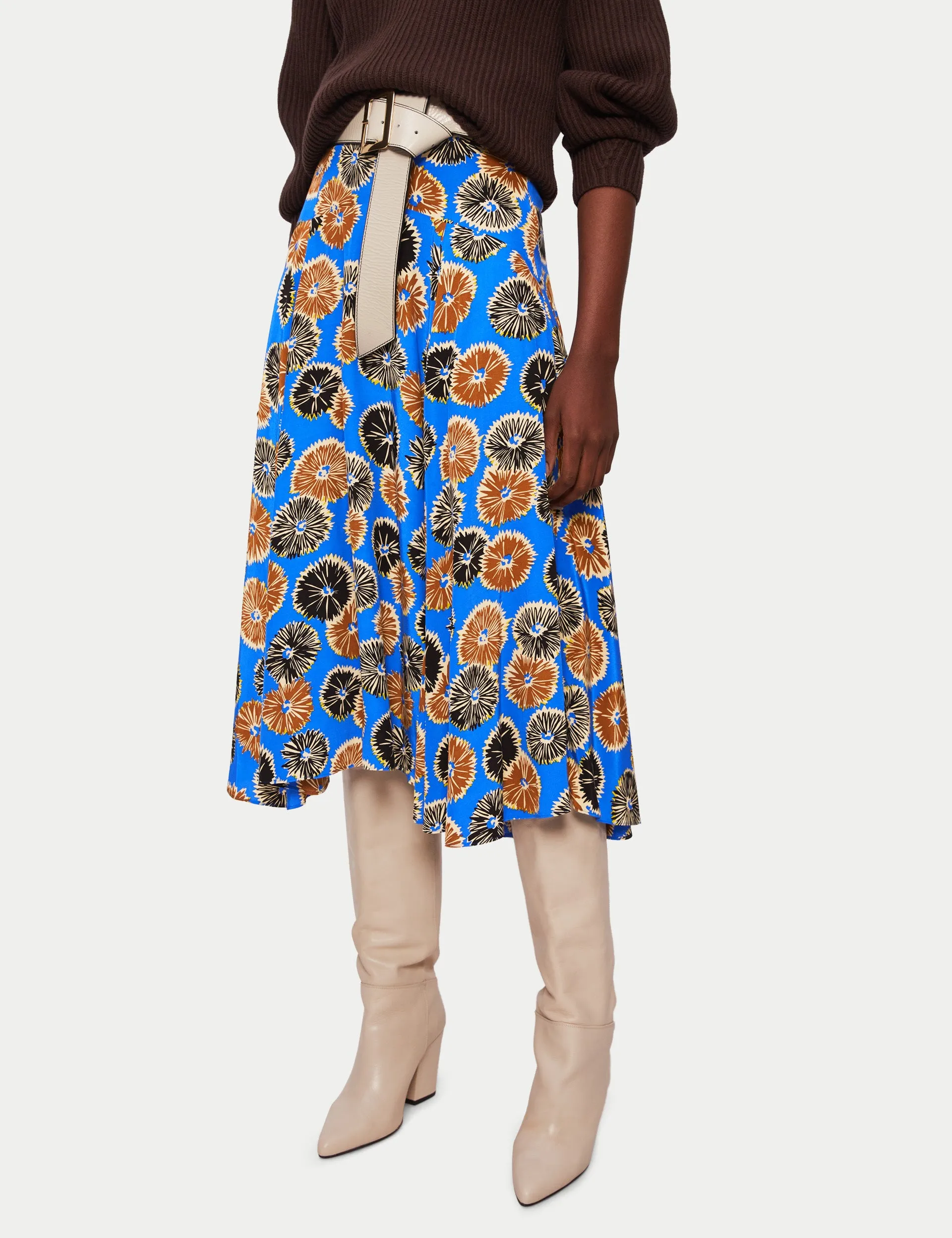 Dandelion Floral Midi Skirt | Blue