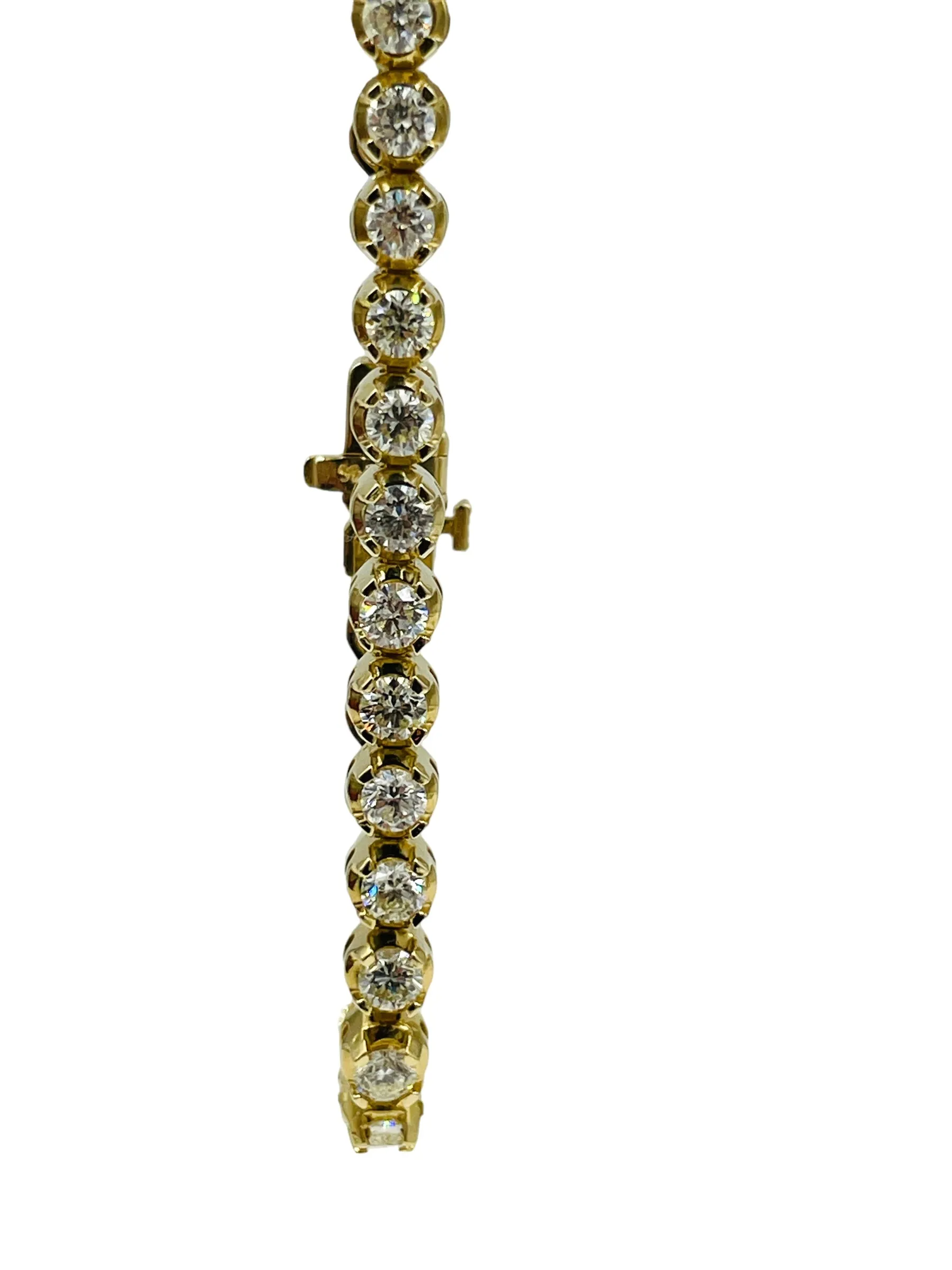 Diamond Yellow Gold Tennis Bracelet 6 1/2 Inches Long
