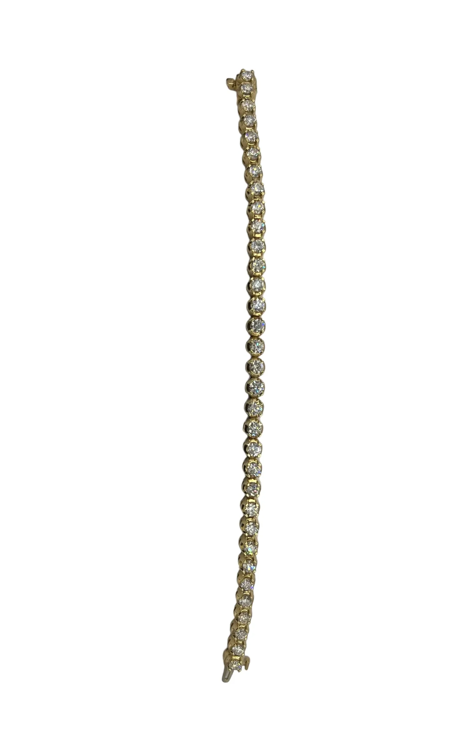 Diamond Yellow Gold Tennis Bracelet 6 1/2 Inches Long