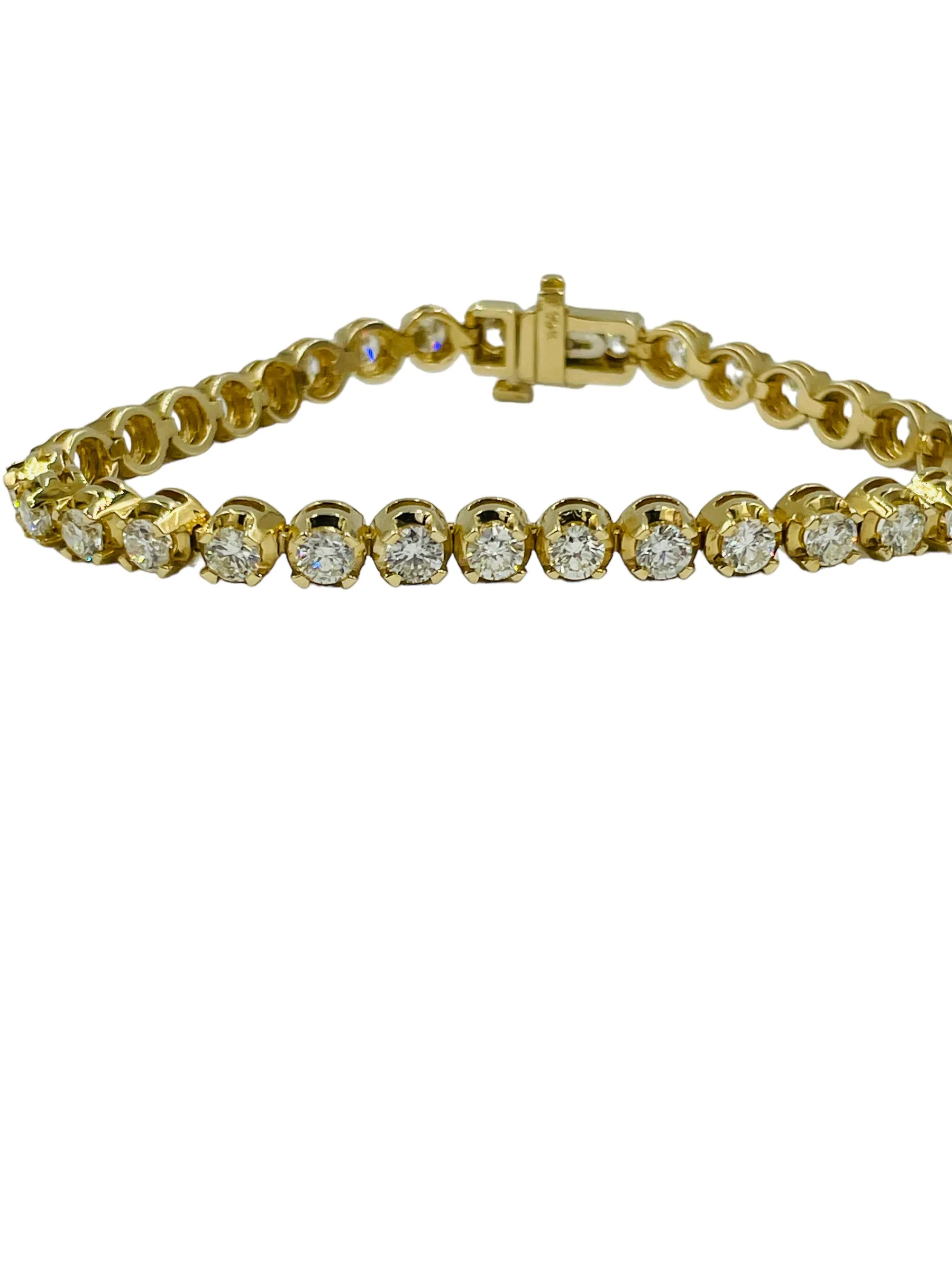 Diamond Yellow Gold Tennis Bracelet 6 1/2 Inches Long