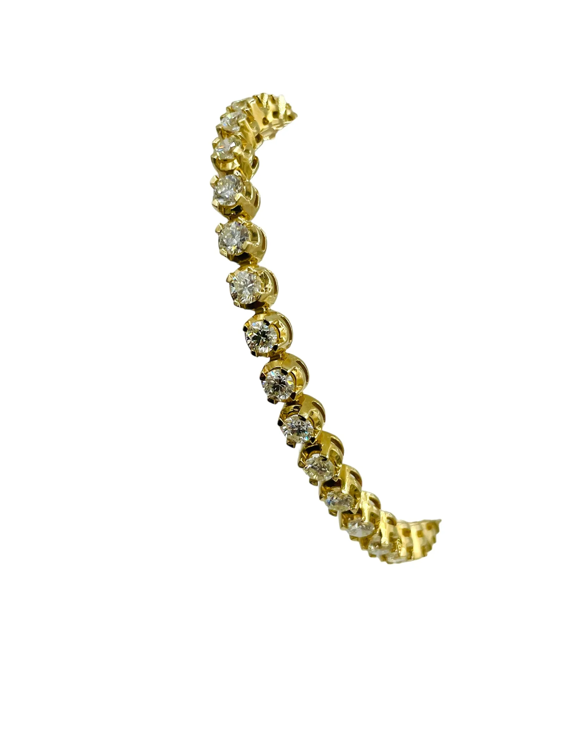 Diamond Yellow Gold Tennis Bracelet 6 1/2 Inches Long