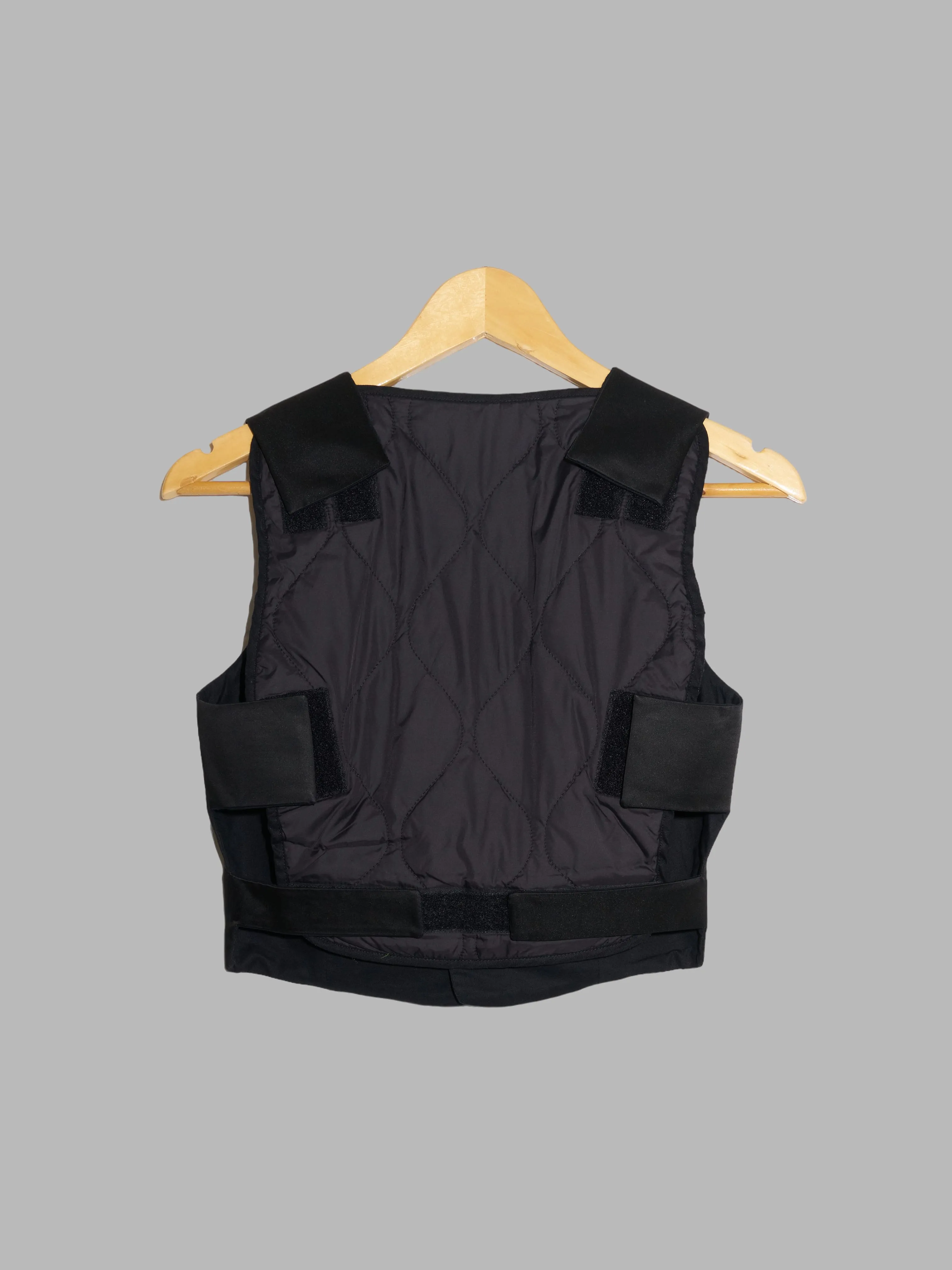 Dirk Bikkembergs 1990s quilted black satin waistcoat with green reversible back