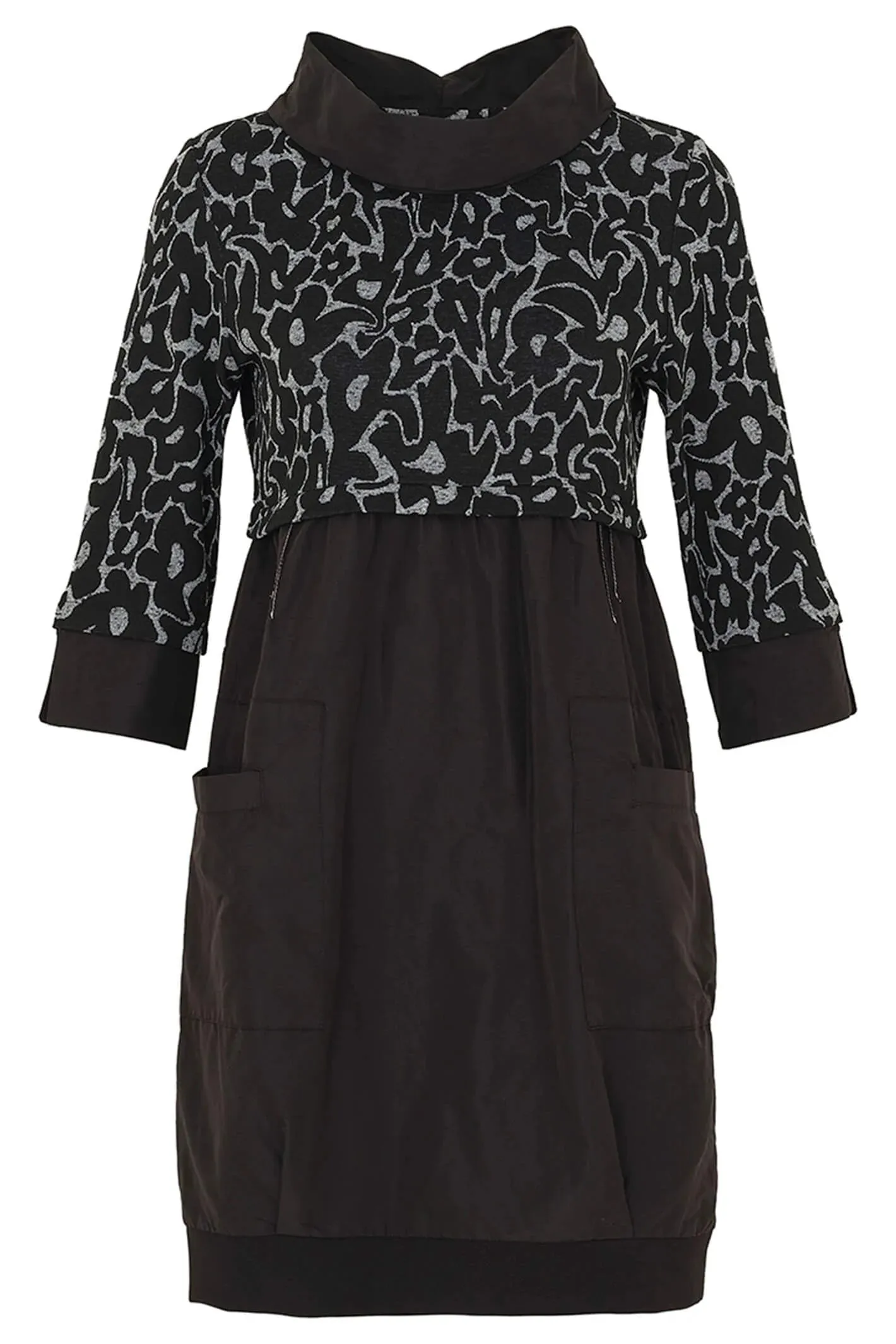 Dolcezza Cowl Neck Balloon Dress 73154 - Black/Grey