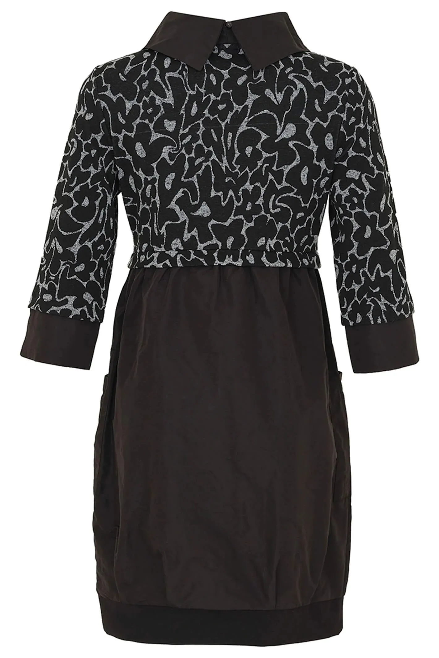 Dolcezza Cowl Neck Balloon Dress 73154 - Black/Grey