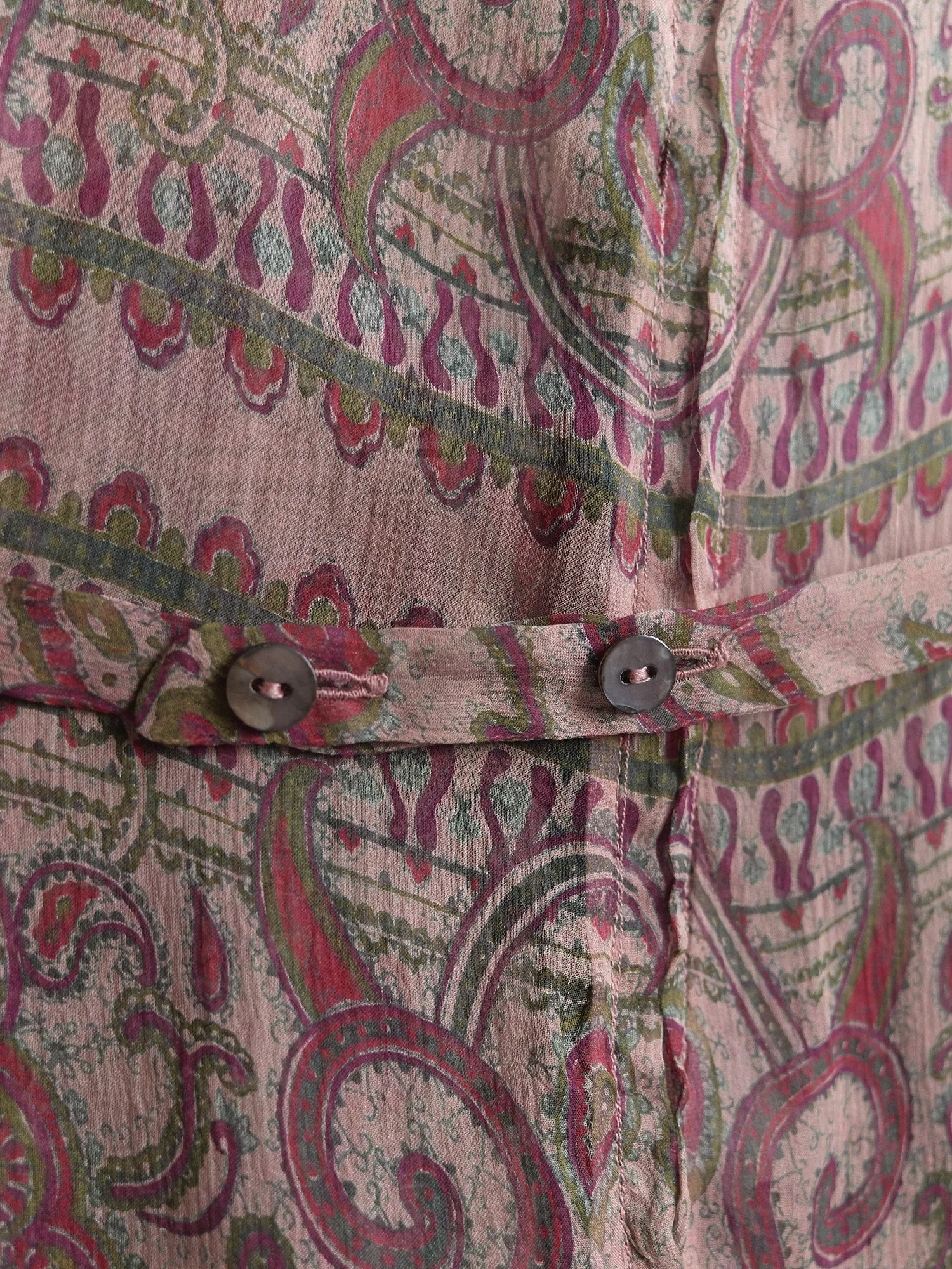 Dries Van Noten 1990s sheer paisley printed silk cap sleeve dress - size 40