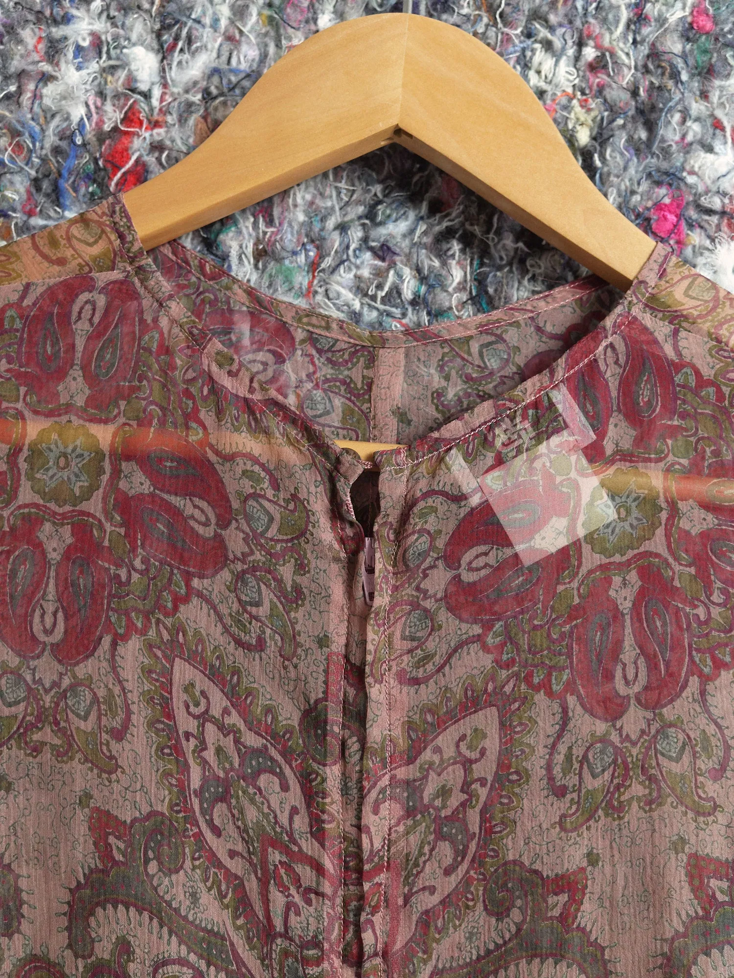 Dries Van Noten 1990s sheer paisley printed silk cap sleeve dress - size 40