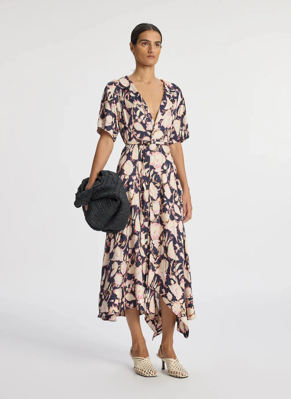 Emery Midi Wrap Dress Maritime Navy Multi