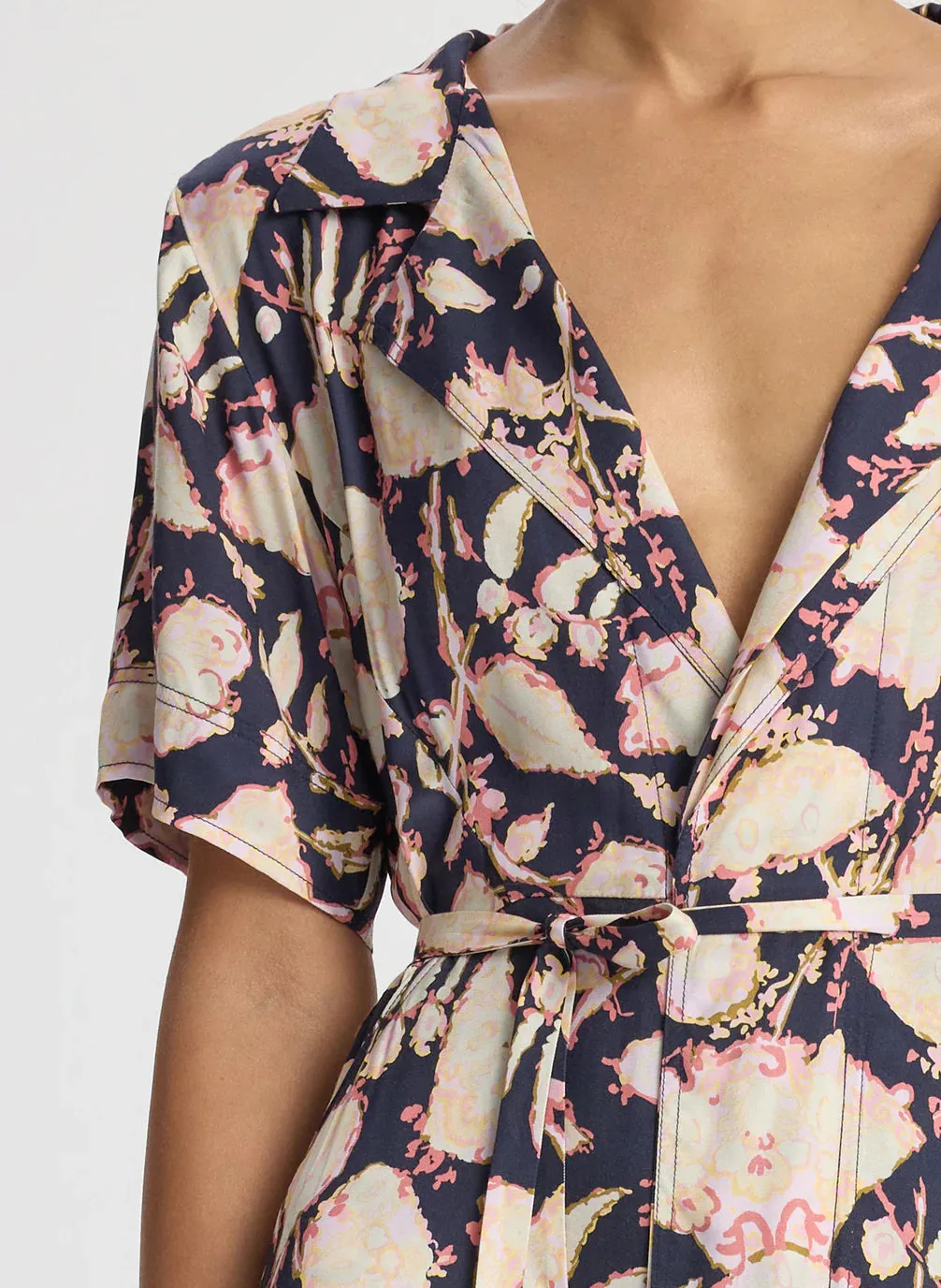 Emery Midi Wrap Dress Maritime Navy Multi