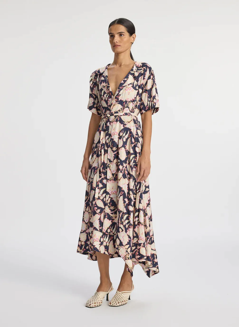 Emery Midi Wrap Dress Maritime Navy Multi