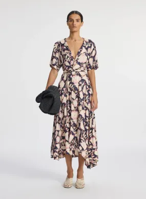 Emery Midi Wrap Dress Maritime Navy Multi